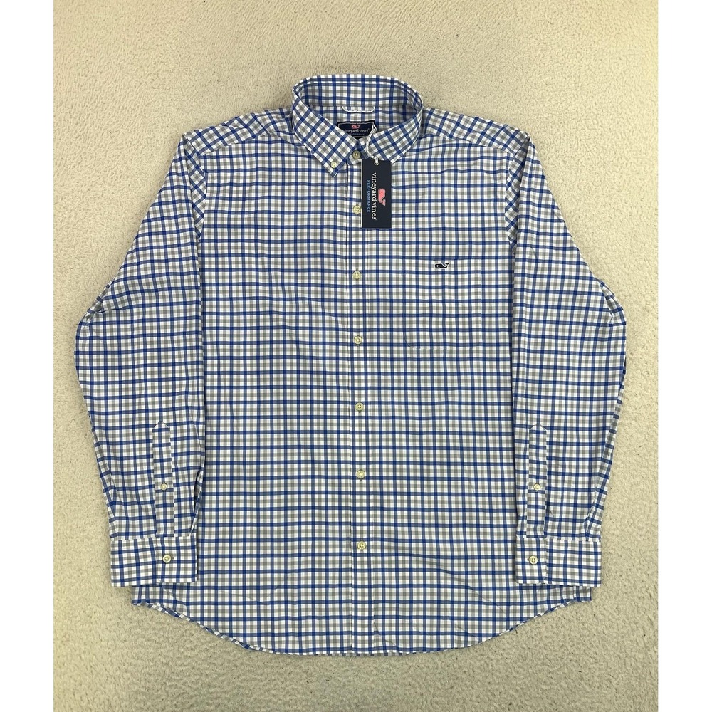 Vineyard Vines Performance Shirt Men's XL Blue Check Tucker Stretch LS Button Up